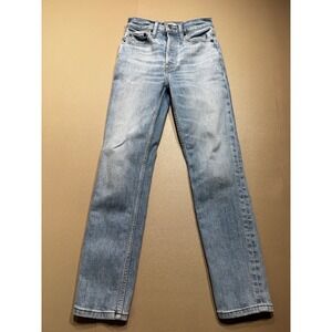 RE/DONE High Rise Ankle Crop Jeans Costa Indigo Light Wash 145-3WHRAC Size 25